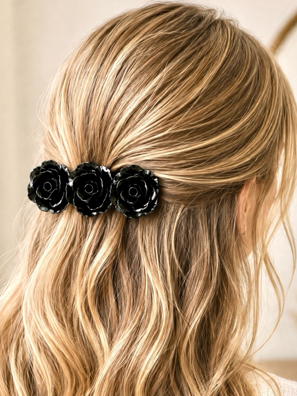 ZARA NWOT Black Floral Metallic Hair Clip